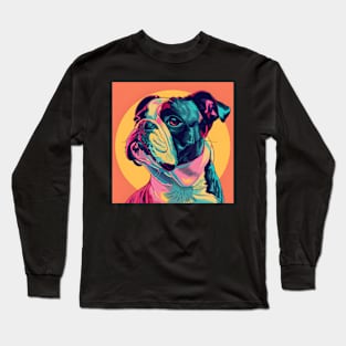 70s Bulldog Vibes: Pastel Pup Parade Long Sleeve T-Shirt